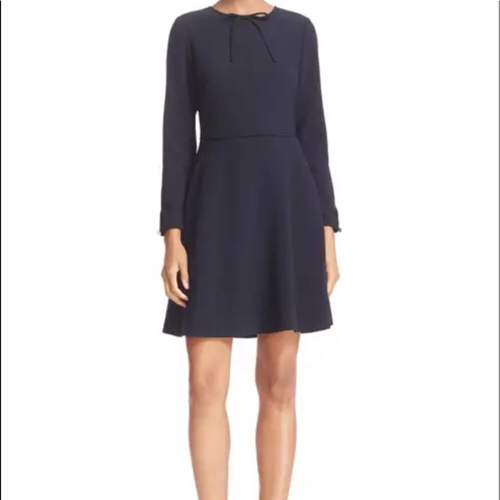 TED BAKER LONDON Loozy Tie Neck Fit & Flare Dress